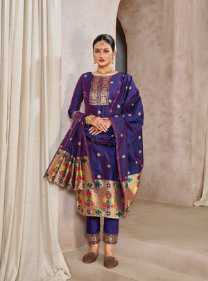 Purple Haze Pure Tapeta Silk Designer Dress Material