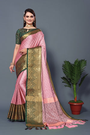 Pink Colour Cotton Silk Saree For Women's