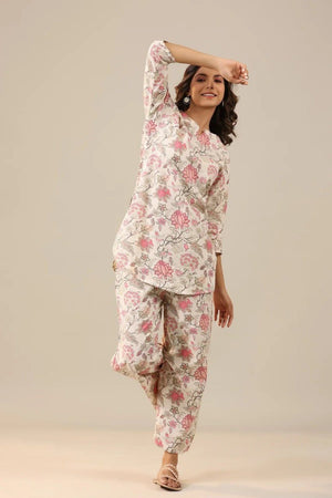 Regular Fit Floral Printed Kurta & Pants Co-Ord Set