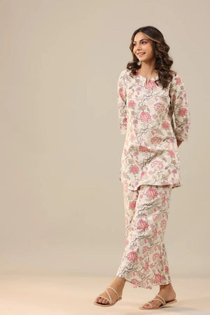 Regular Fit Floral Printed Kurta & Pants Co-Ord Set