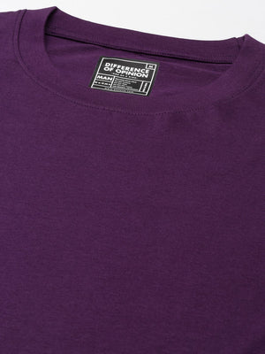 Difference of Opinion Purple Solid Oversized T-Shirt
