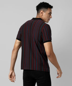 Campus Sutra Cotton Blend Stripes Half Sleeves Mens Polo T-Shirt