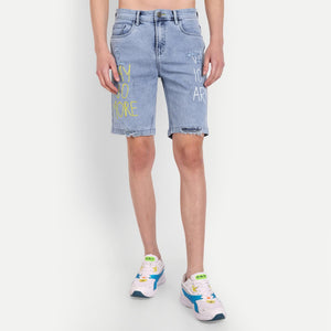 Meghz Men's Printed Denim Shorts