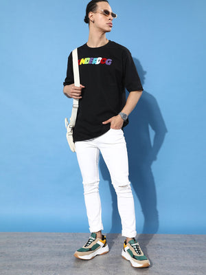 Difference of Opinion Black Typographic Oversized T-Shirt