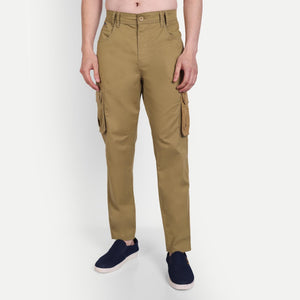 Meghz Men's Cotton Solid Slim Fit Cargo Pant