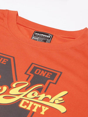 Dillinger Typographic Orange Oversized T-Shirt