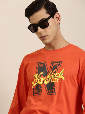 Dillinger Typographic Orange Oversized T-Shirt