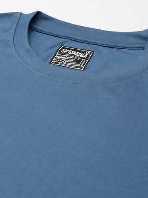 Difference of Opinion Blue Solid Oversized T-Shirt