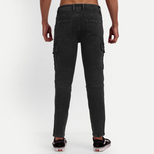 Meghz Men's Cotton Solid Slim Fit Cargo Jeans